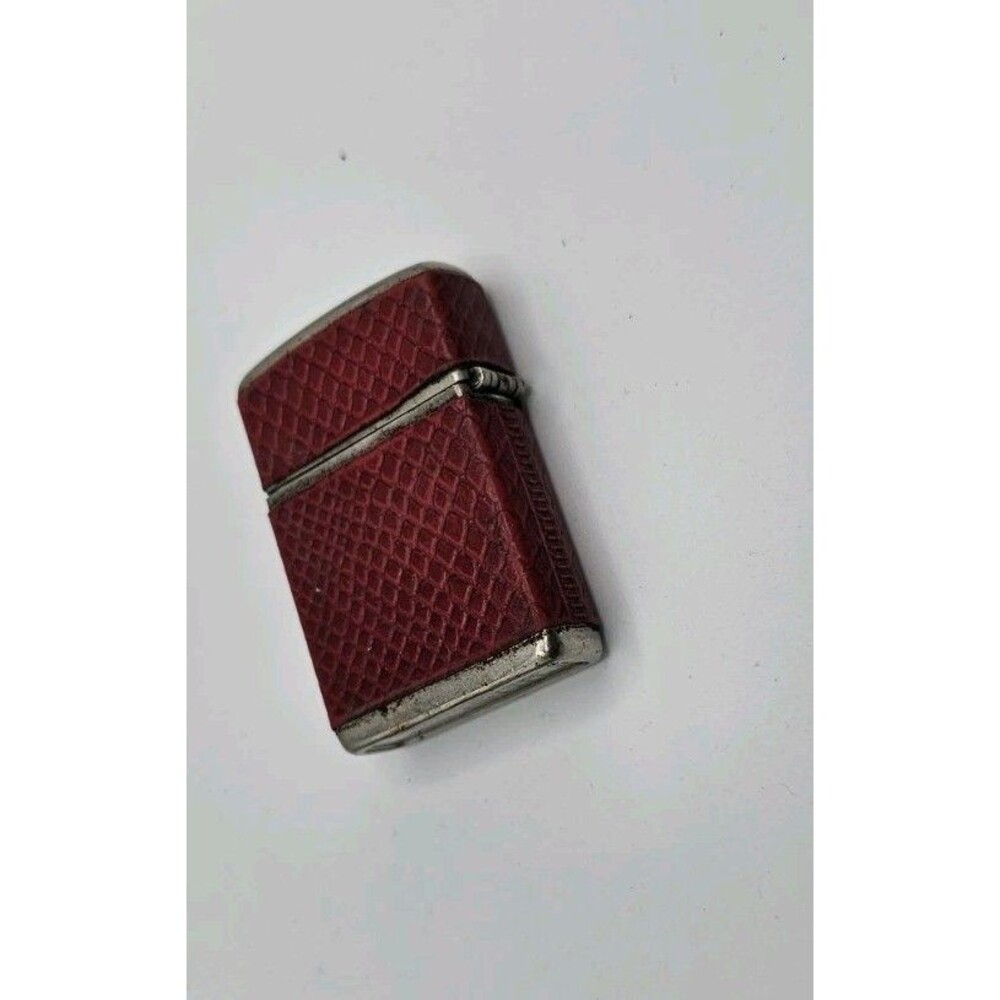 VINTAGE CHAMP TRIMLITE LIGHTER with RED LEATHER COVER AUSTRIA